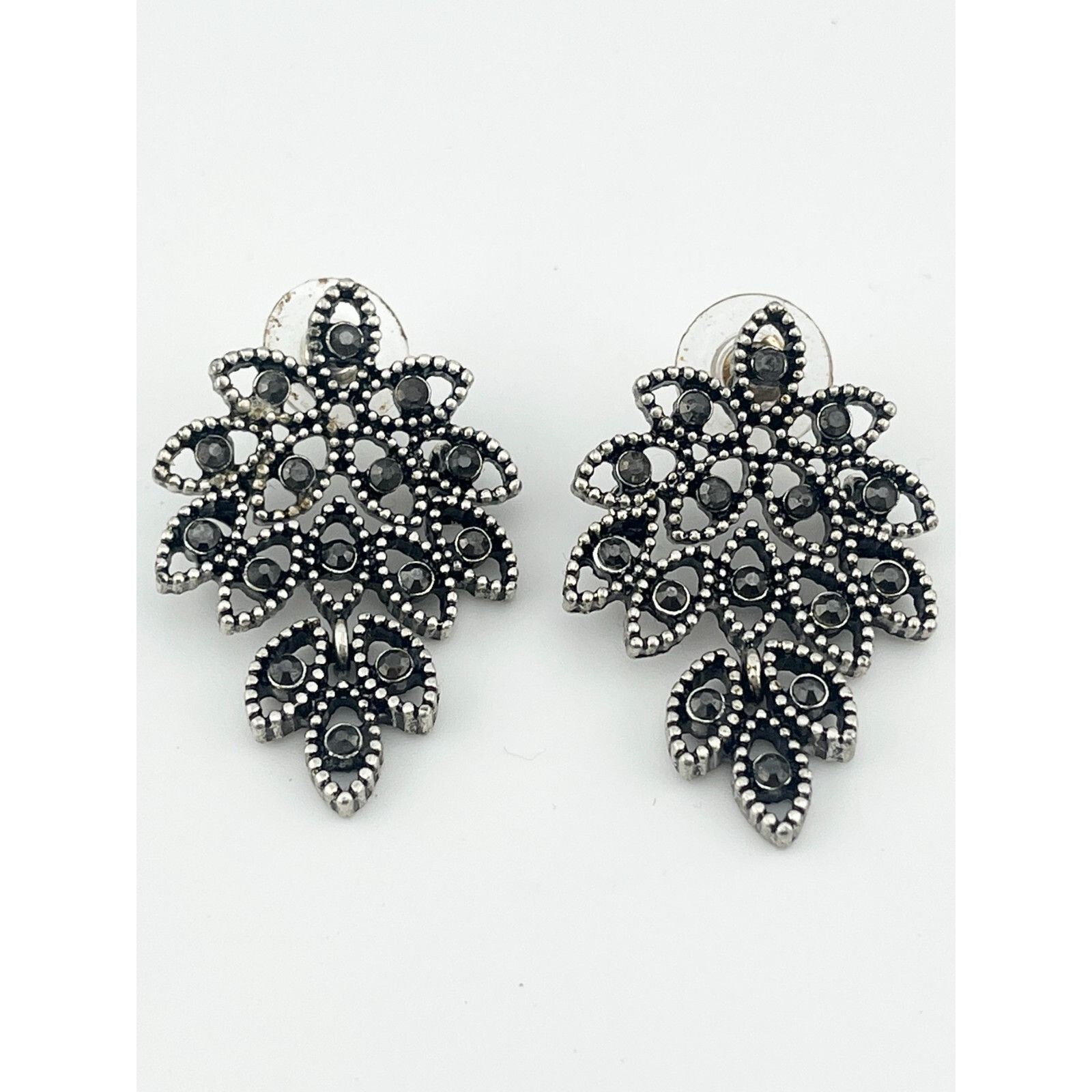 Vintage Vintage rhinestone leaf dangle drop earrings Size ONE SIZE - 1 Thumbnail