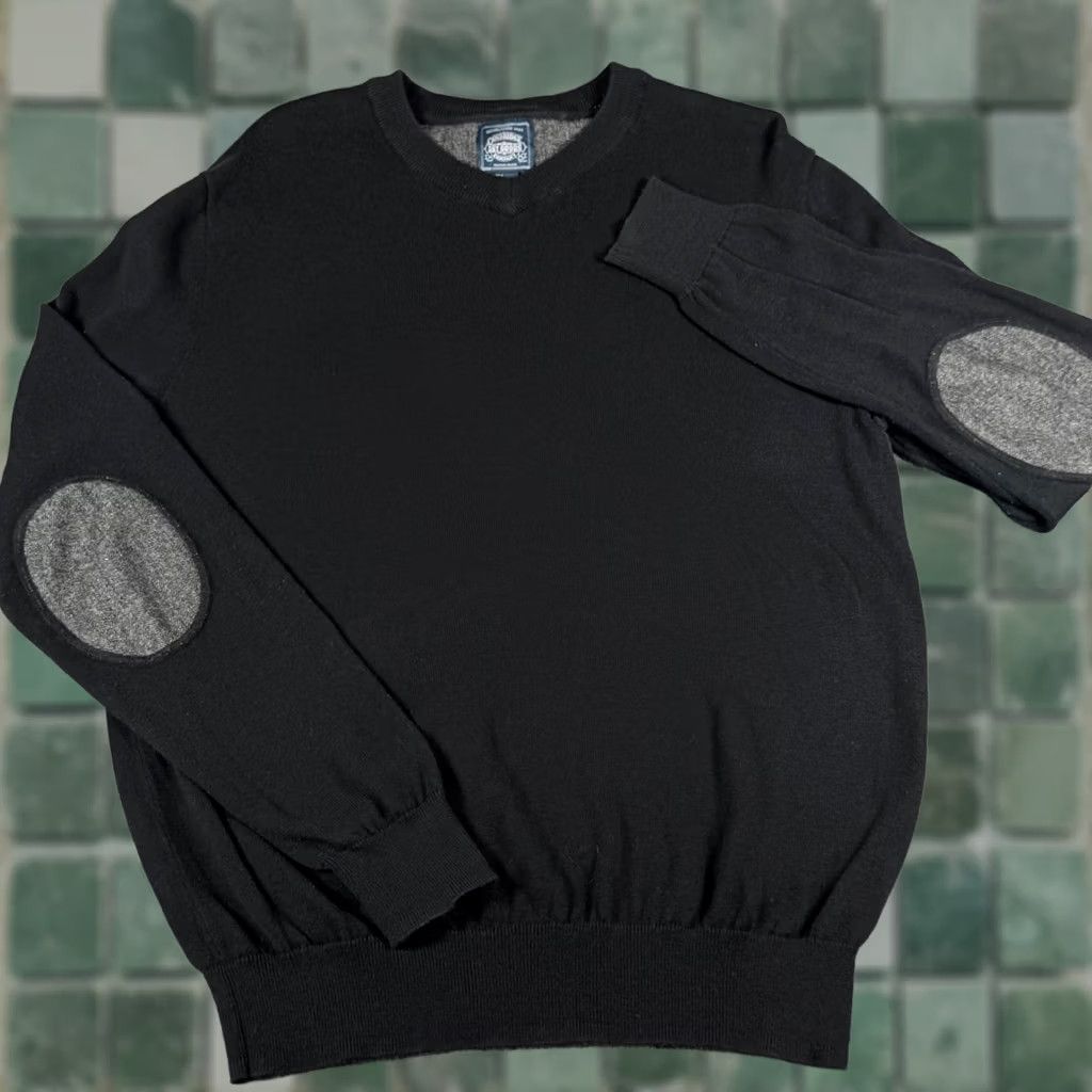 Vintage Cambridge Professor Sweater Elbow Patch V Neck Large Acadamia Classic Dad Preppy Black Knit Size US L / EU 52-54 / 3 - 1 Thumbnail