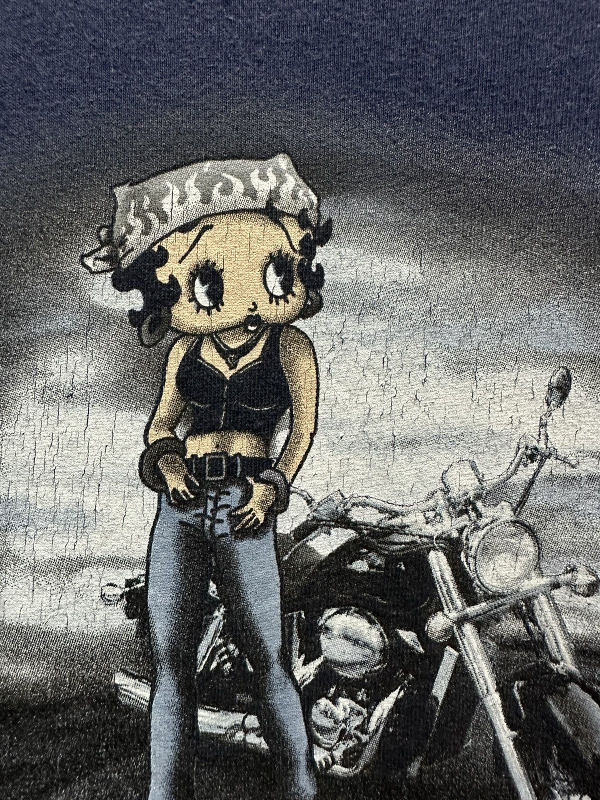 Vintage Thrashed Vintage Biker Betty Boop Sun Faded Tee Size US XL / EU 56 / 4 - 4 Thumbnail