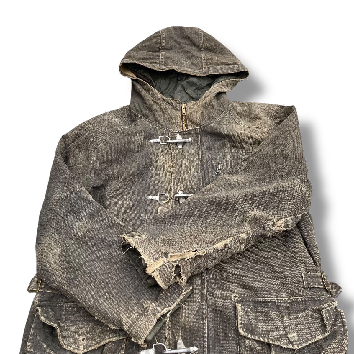 Le Grande Bleu (L.G.B.) 🇯🇵 ALL THE WAY WASHED DENIM DISTRESSED DESTROYED PARKA JACKET Size US M / EU 48-50 / 2 - 6 Thumbnail