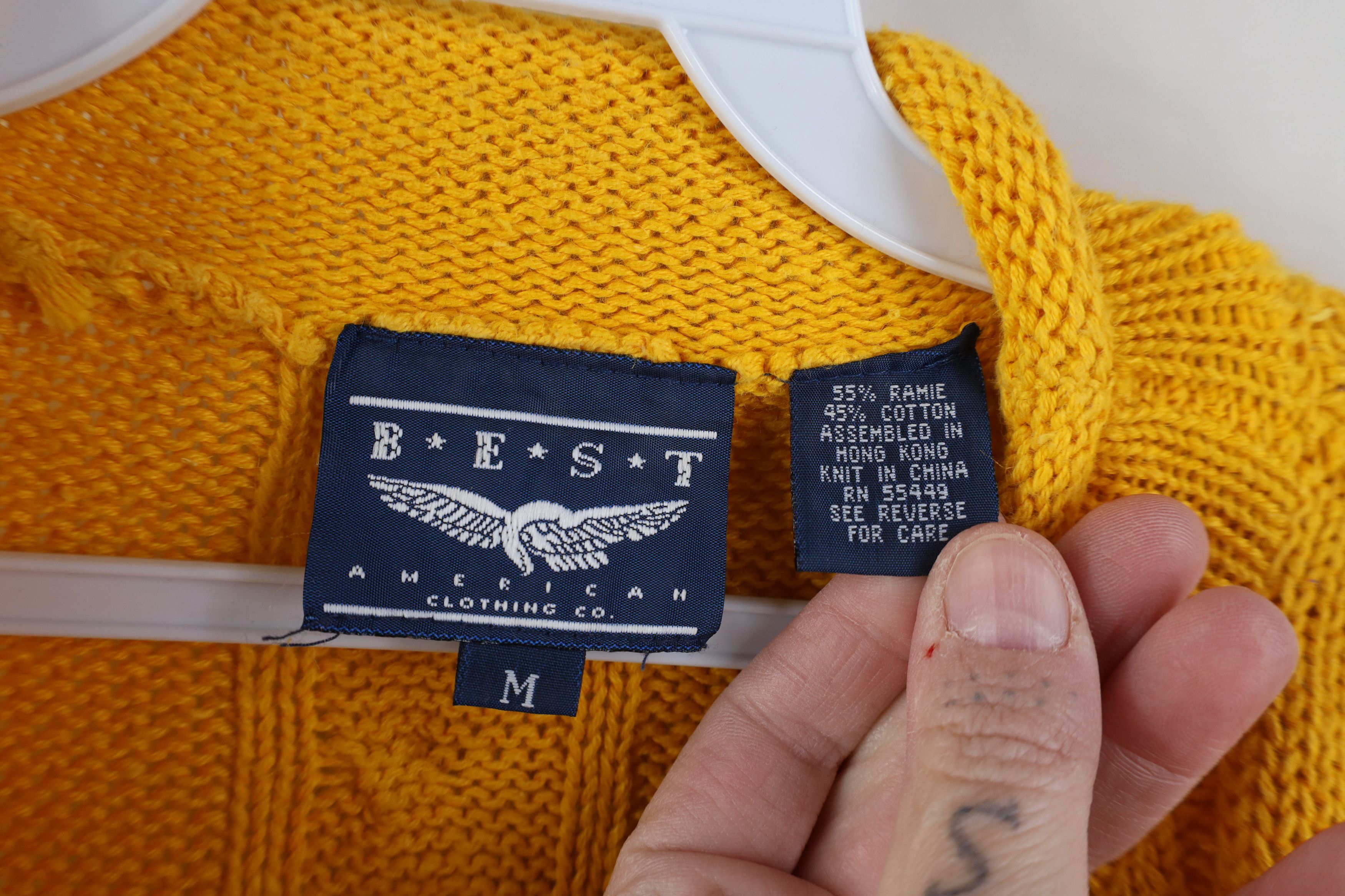 Vintage Vintage 90s Streetwear Chunky Cable Knit Sweater Yellow Size M / US 6-8 / IT 42-44 - 7 Thumbnail