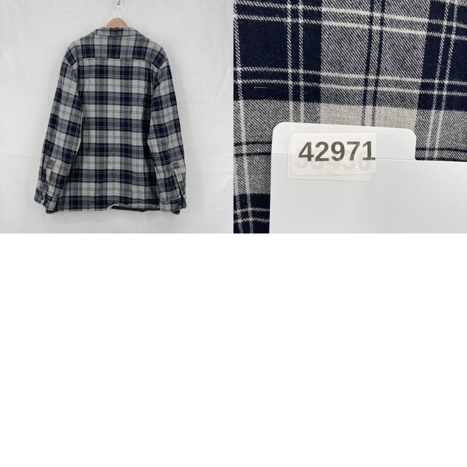 Vintage L.L.Bean Shirt Jacket Mens XL Gray Navy Plaid Flannel Fleece Lined Button Front Size US XL / EU 56 / 4 - 8 Thumbnail