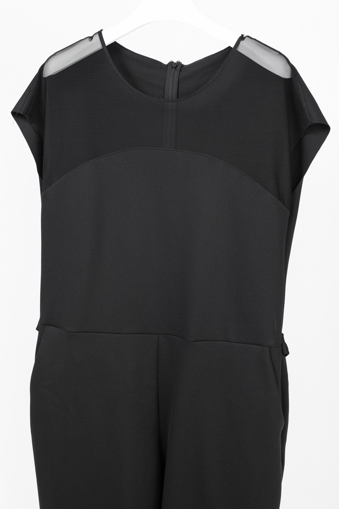 Marie Saint Pierre Marie Saint Pierre Black Neoprene Mesh-Trim Jumpsuit Size 38" / US 16 / IT 52 - 3 Thumbnail