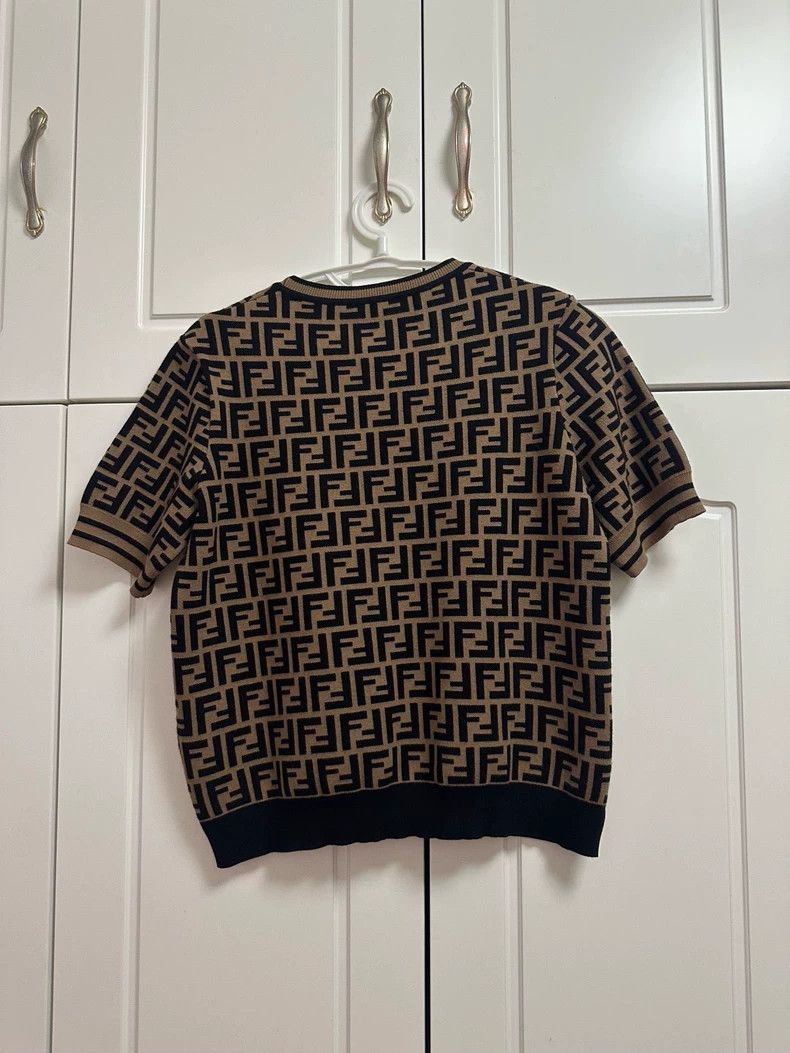 Fendi Fendi FF full-printed old-fashioned knitted short sleeves Size US S / EU 44-46 / 1 - 2 Thumbnail
