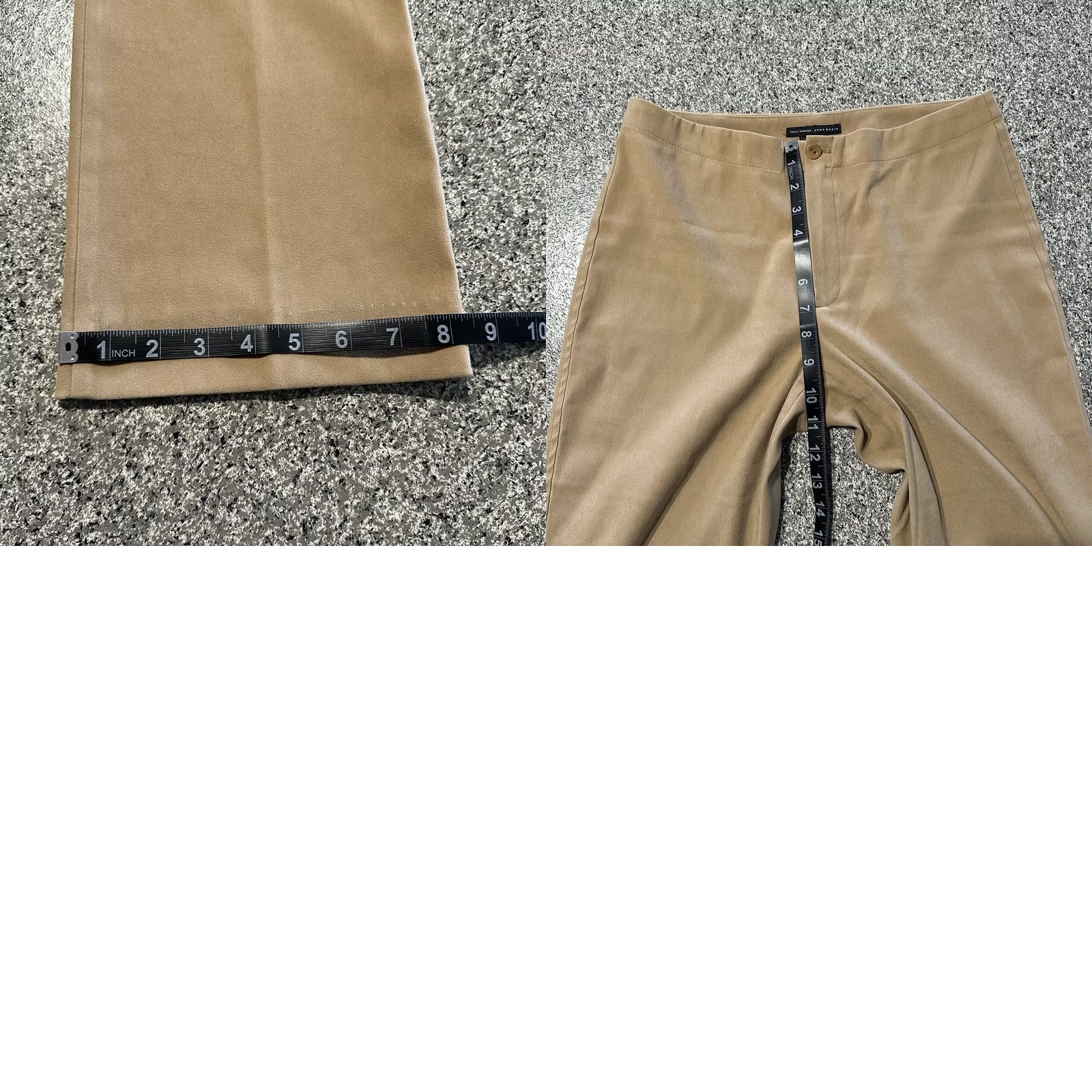 Zara Zara Basic Pants Womens 8 30x30 Mid Rise Casual Trouser Straight Leg Stretch Tan Beige Size 30" / US 8 / IT 44 - 8 Thumbnail
