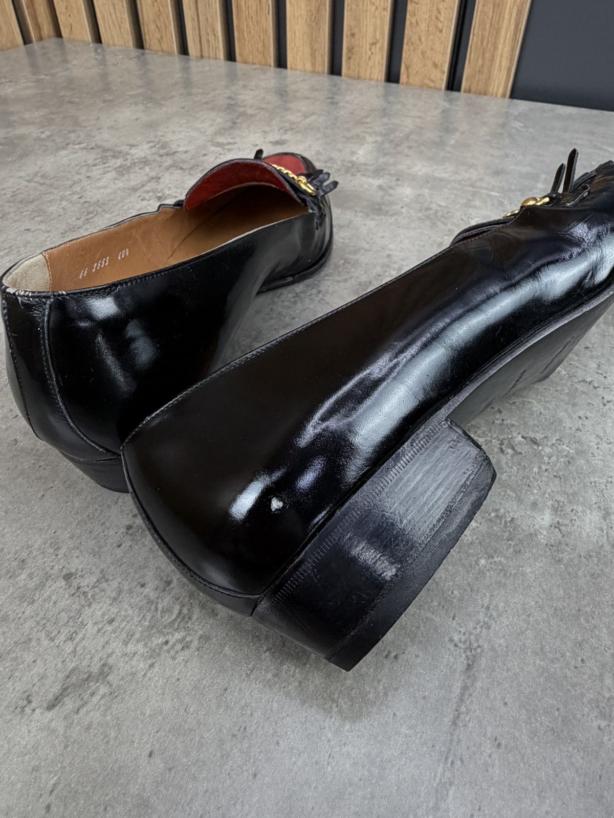 Celine Vintage Celine Leather Loafers Black Red Size 40 1/2 Size US 10.5 / IT 40.5 - 15 Thumbnail