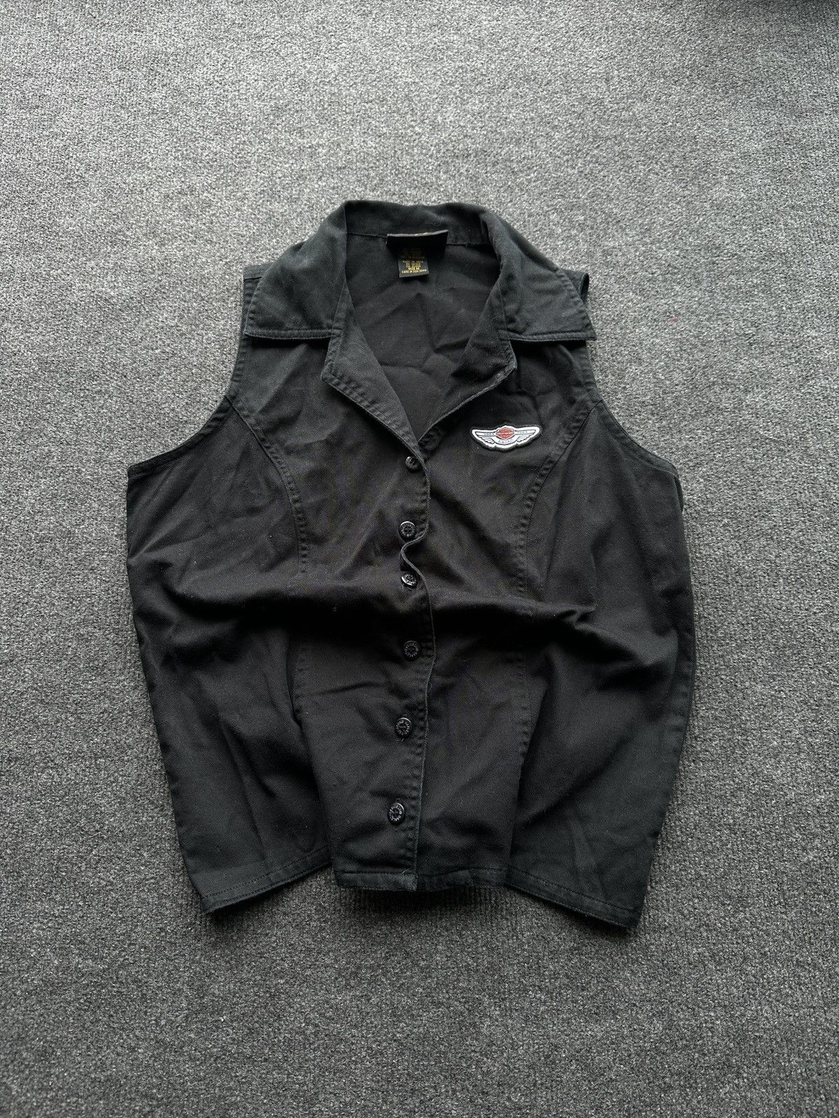 Harley Davidson 🚨VNTG HARLEY DAVIDSON WOMEN BLACK WEST JACKET LOGO Size M / US 6-8 / IT 42-44 - 1 Thumbnail
