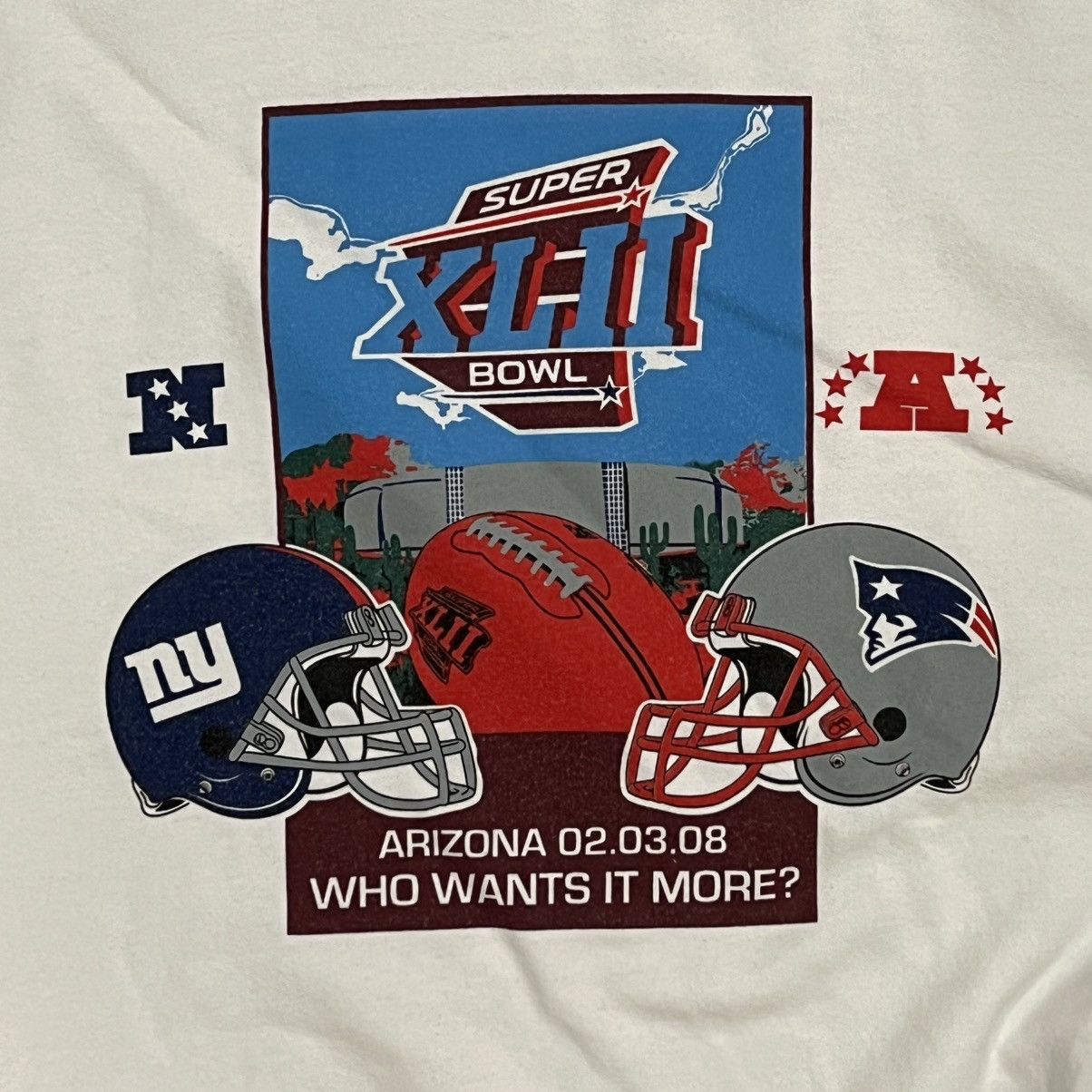 Gildan Super Bowl XLII Giants Patriots White 2XL Crewneck Sweater Size US XXL / EU 58 / 5 - 1 Thumbnail