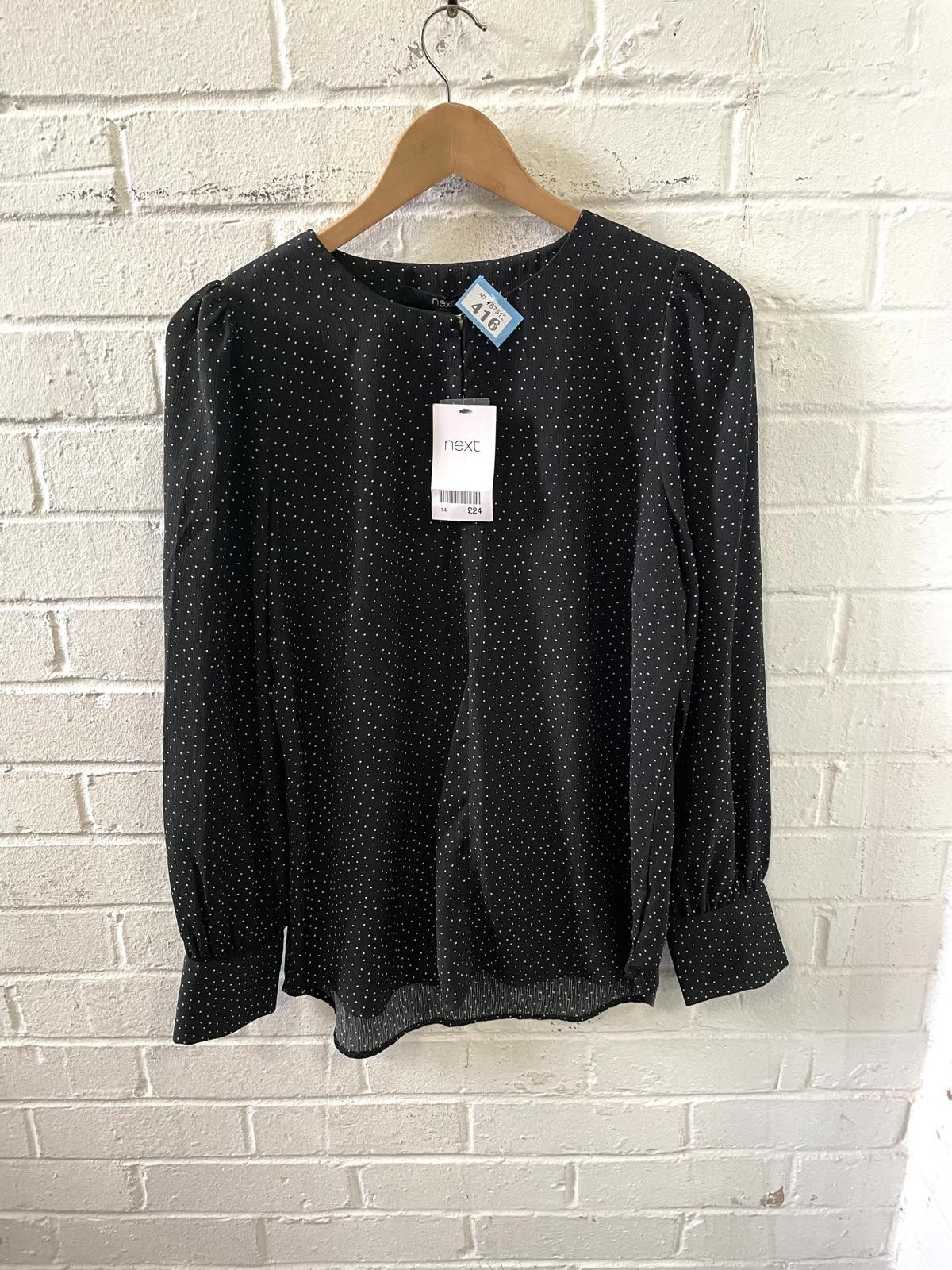 NEXT Next Black Polka Dot Long Sleeve Blouse Size M / US 6-8 / IT 42-44 - 1 Thumbnail