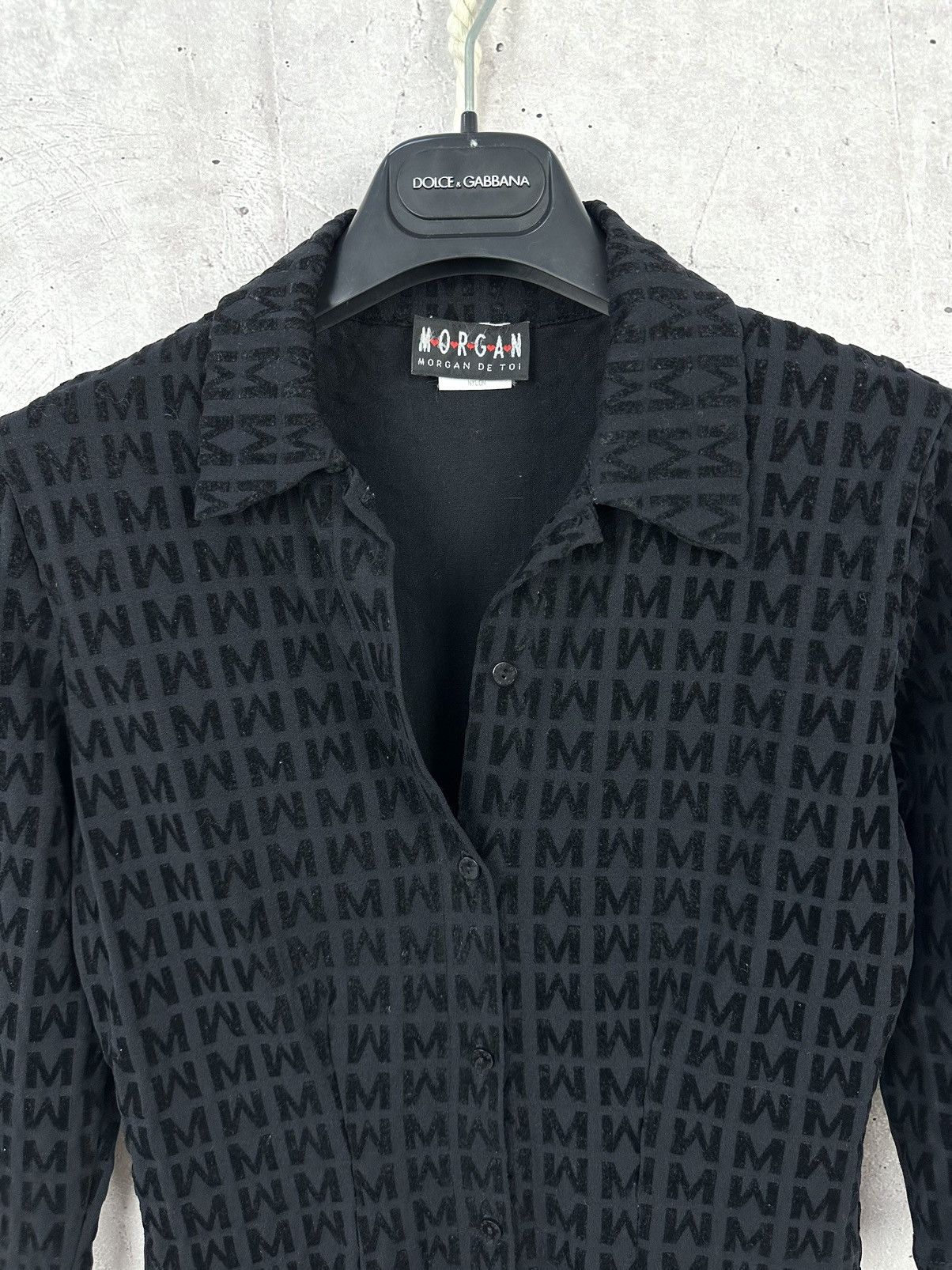 Vintage Vintage Morgan Black Monogram 3/4 Sleeve Women’s Shirt Size XS / US 0-2 / IT 36-38 - 3 Thumbnail