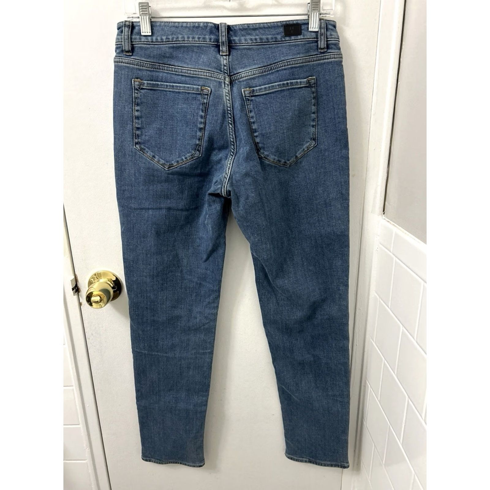 Vintage LL Bean Signature Jeans Womens 4 Blue Plaid Lined Organic Cotton Denim 5-Pocket Zipper Button Straight Fall Winter Size 27" / US 4 / IT 40 - 7 Thumbnail