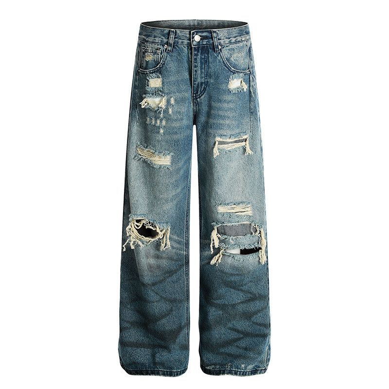 Vintage Retro Distressed Washed Blue Baggy Jeans Size US 32 / EU 48 - 1 Thumbnail