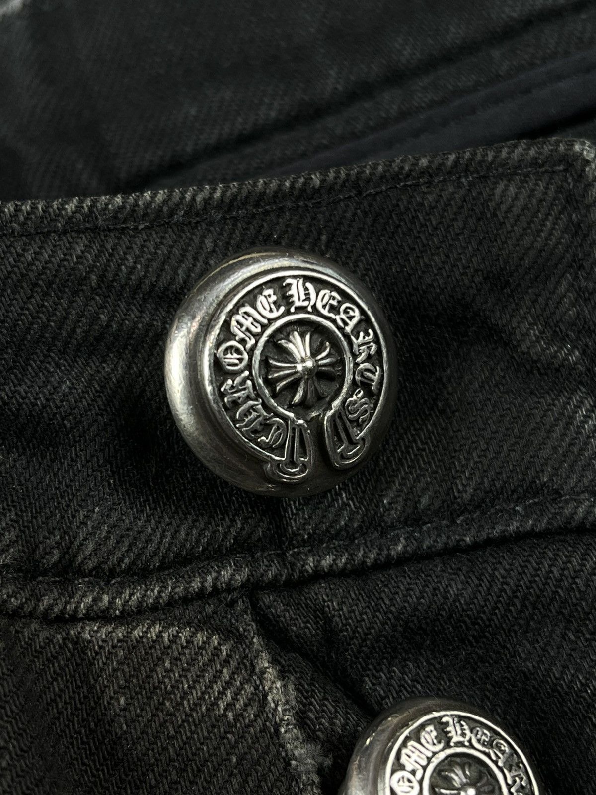 Chrome Hearts Chrome Hearts Thrashed Faded Fleur Knee Silver Denim Jeans Size US 30 / EU 46 - 18 Thumbnail