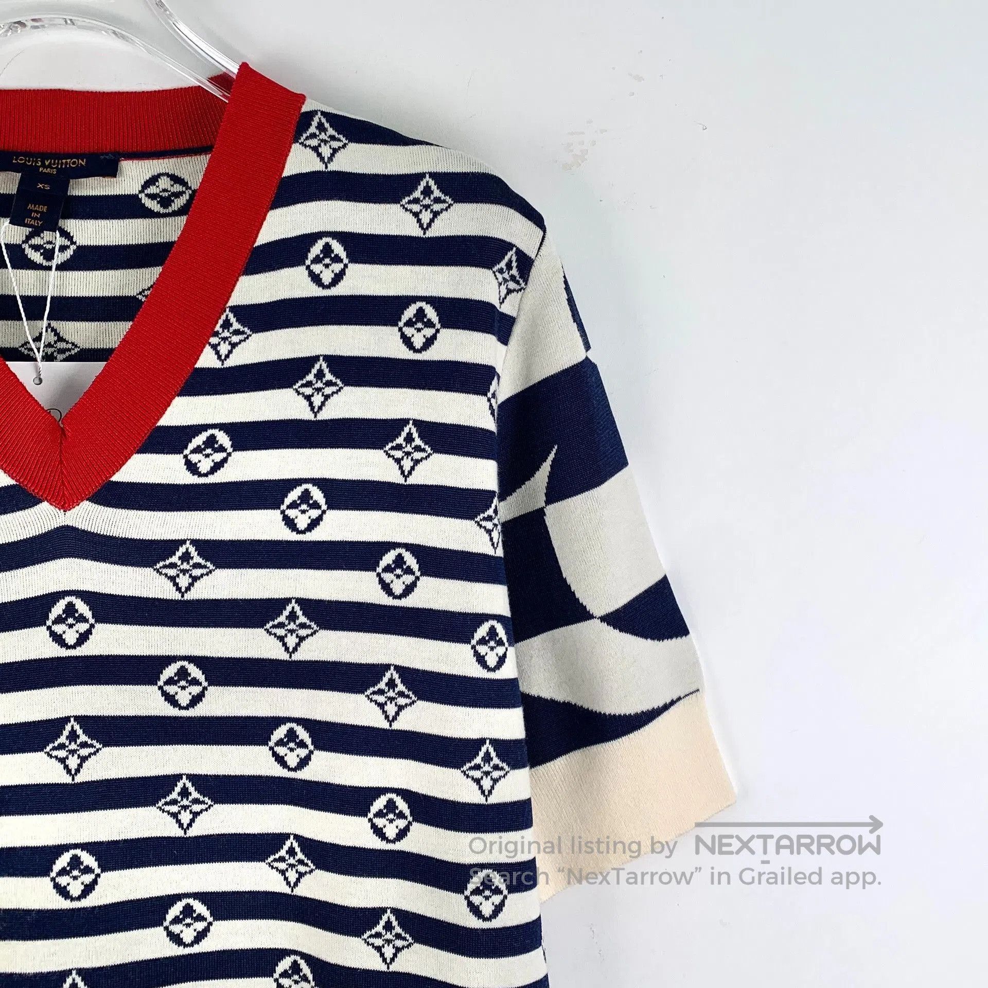 Louis Vuitton Louis Vuitton Logo Striped Silk V-Neck Dress. Size XS / US 0-2 / IT 36-38 - 3 Thumbnail