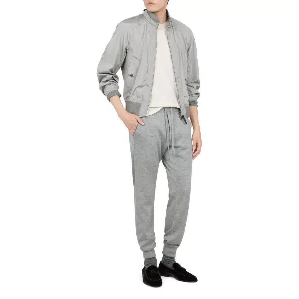 Tom Ford o1loc1c0326 OBS038 Taffeta Knit Collar Bomber Jacket Silver Size US M / EU 48-50 / 2 - 4 Thumbnail