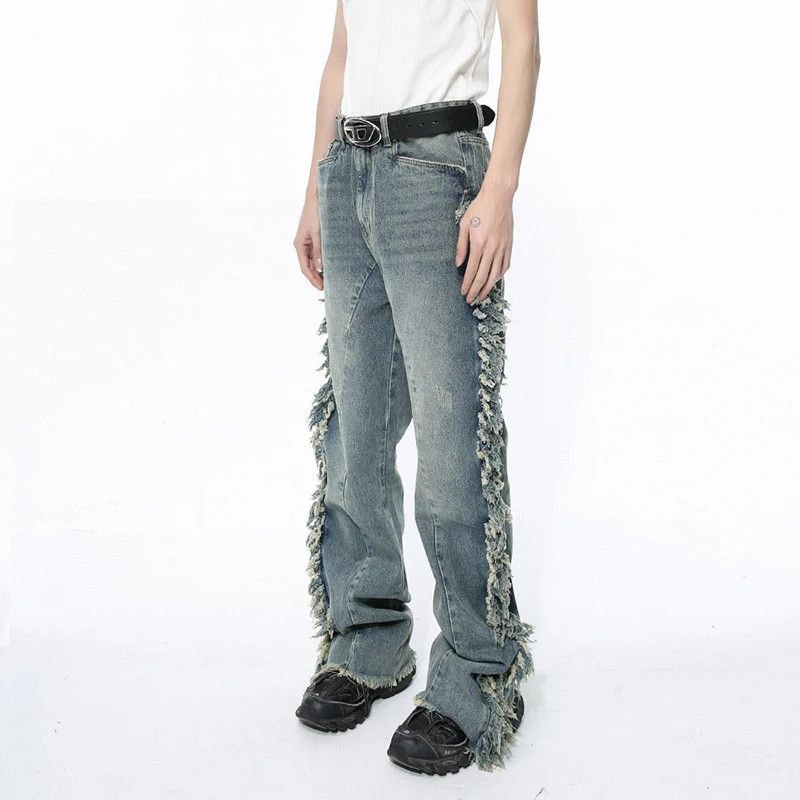 Japanese Brand × Vintage High Street Personalised Ragged Edge Splicing Jeans Size US 31 - 3 Thumbnail