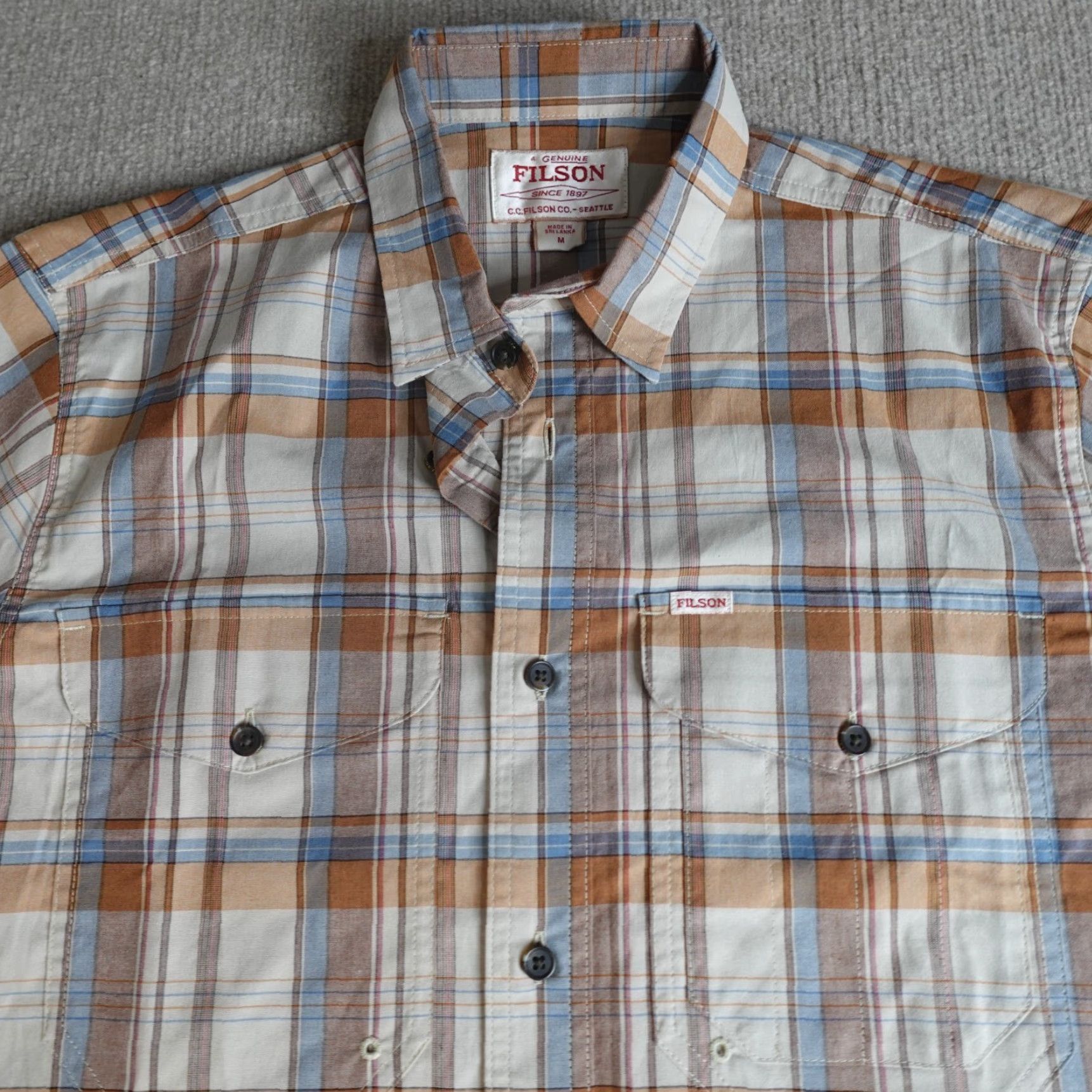 Filson Filson Shirt 2XL Beige Plaid Short Sleeve Button-Up Mens Casual Shirt Size US XXL / EU 58 / 5 - 7 Thumbnail