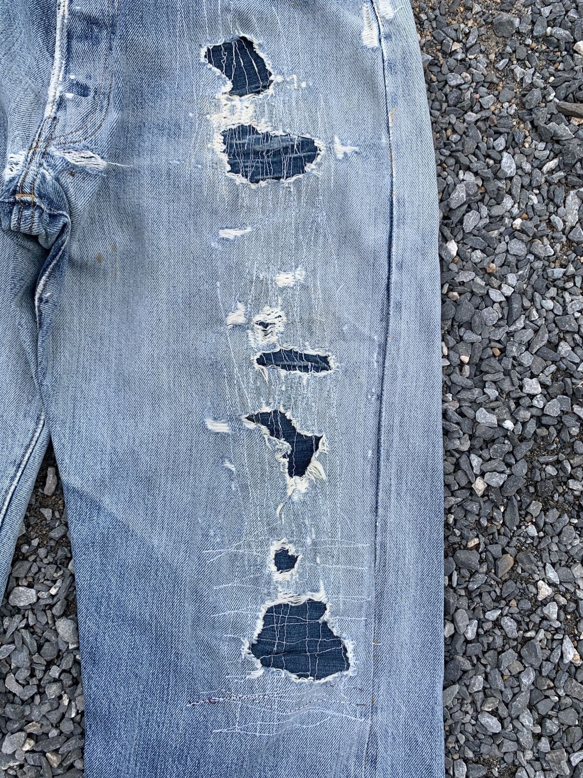 Kapital VINTAGE LEVIS 501XX BIG E SELVEDGE DAMAGE DISTRESSED DENIM Size US 30 / EU 46 - 9 Thumbnail
