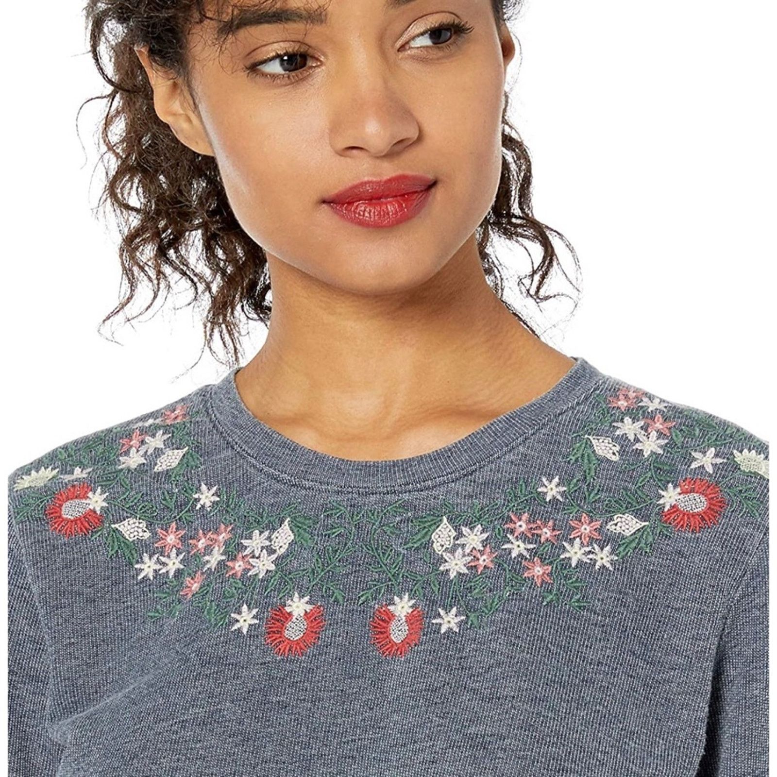 Lucky Brand Lucky Brand Necklace Embroidered Sweatshirt XS Size XS / US 0-2 / IT 36-38 - 4 Thumbnail
