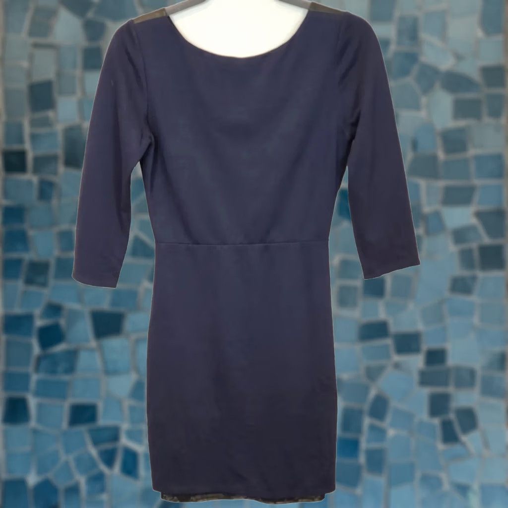 Alice + Olivia Alice + Olivia Navy and Black Lamb Leather Cutout Sheath Dress Womens Size 6 Size M / US 6-8 / IT 42-44 - 1 Thumbnail