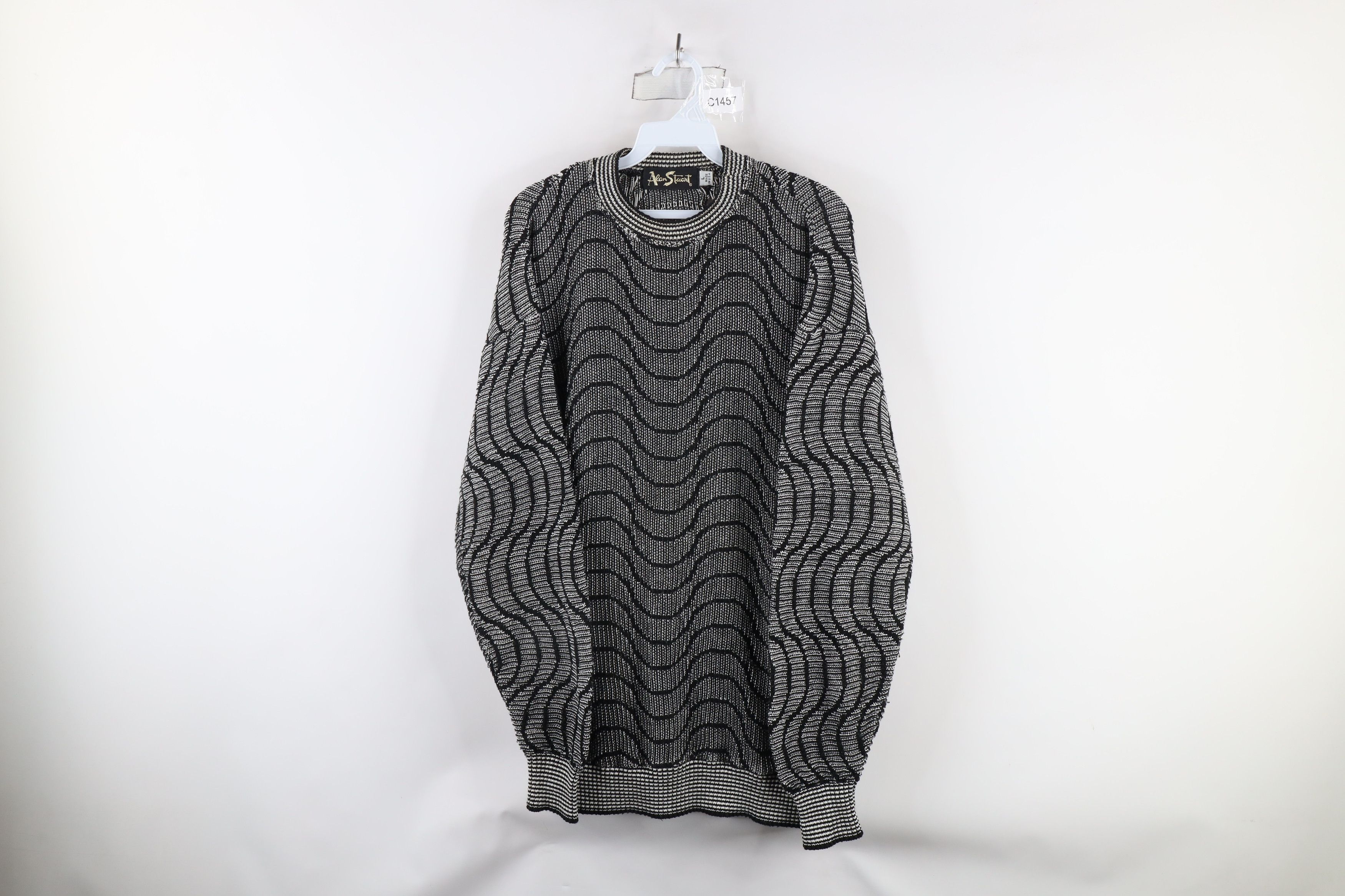 Vintage Vintage 90s Streetwear Wavy Ribbed Knit Crewneck Sweater USA Size US L / EU 52-54 / 3 - 1 Thumbnail