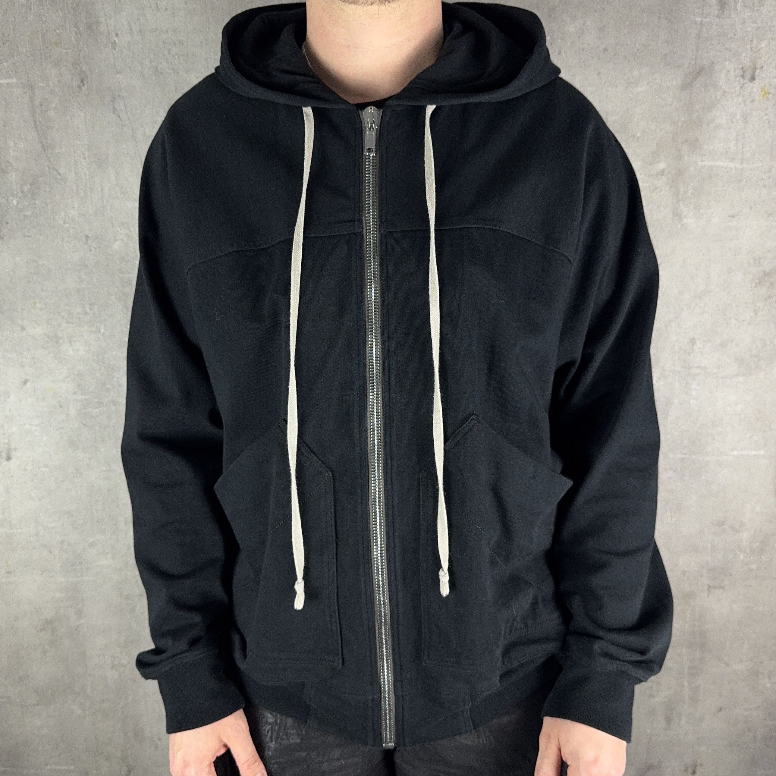 Rick Owens RICK OWENS SS22 Fogachine Flight Zip Up Hoodie in Black