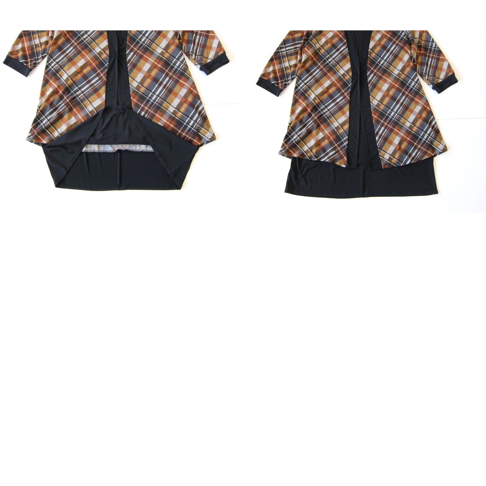 Vintage VINTAGE En Focus Women Black Brown Plaid Stretch 3/4 Sleeve Cardigan Tunic Dress 14W Size XL / US 12-14 / IT 48-50 - 8 Thumbnail