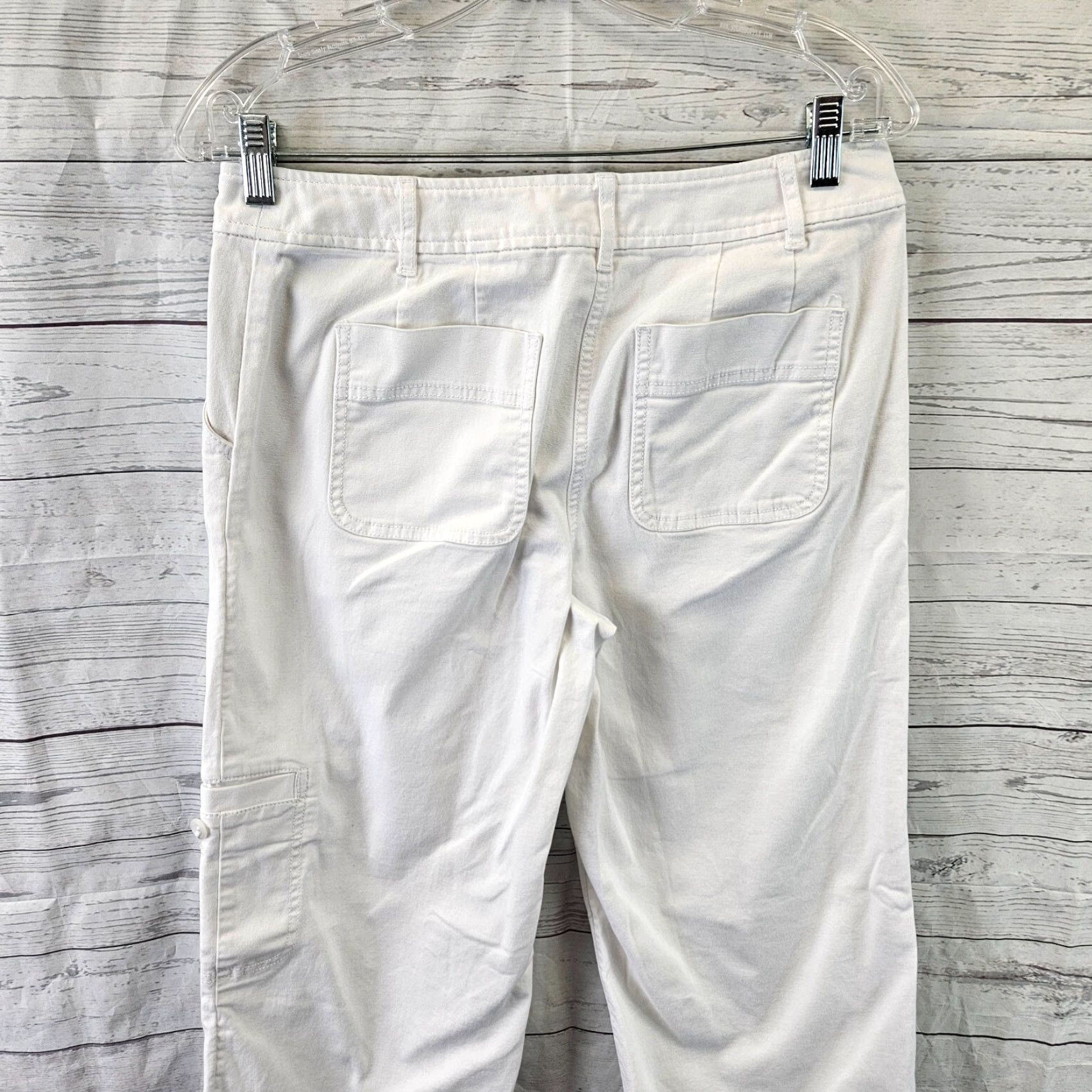 J. Jill J. Jill Womens Cropped Pants 6 White Cotton Blend Mid Rise Flat Front Zip Size 28" / US 6 / IT 42 - 4 Thumbnail