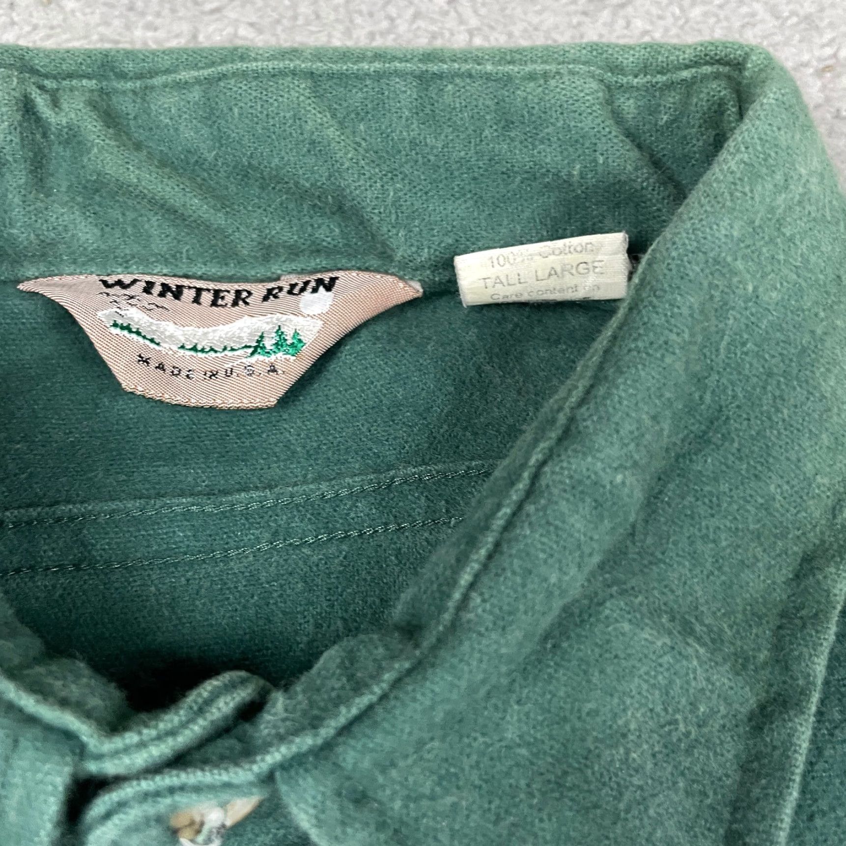Vintage VINTAGE Winter Run Chamois Shirt - Green, Heavyweight Flannel, Button-Up, Cotton, Long Sleeve, Spread Collar, Size L (Tall) - Men’s, Casual, USA Made Size US L / EU 52-54 / 3 - 4 Thumbnail