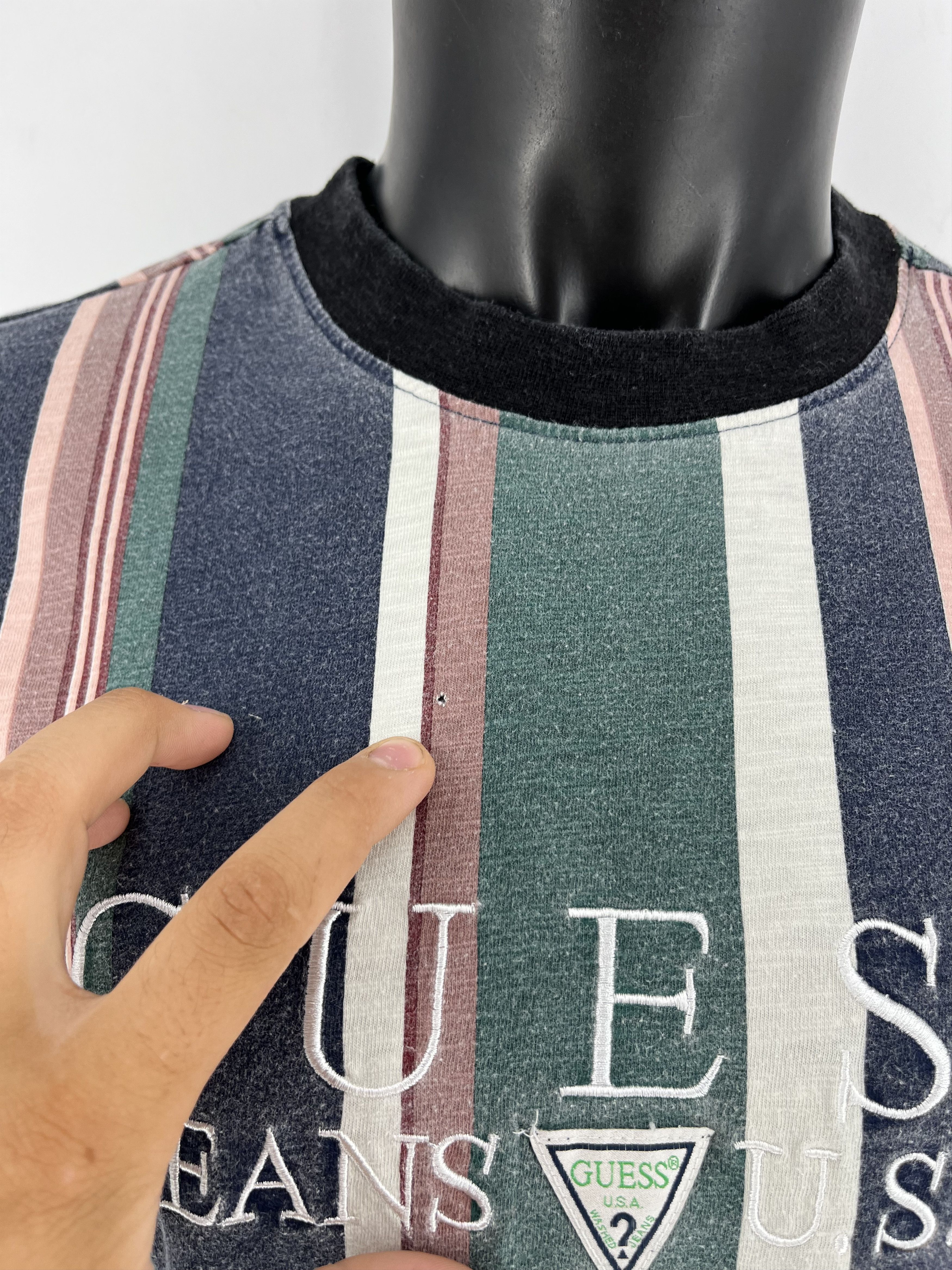 Guess × Vintage Vintage OG Guess Jeans USA Stripes Style Logo Shirt Size US S / EU 44-46 / 1 - 9 Thumbnail