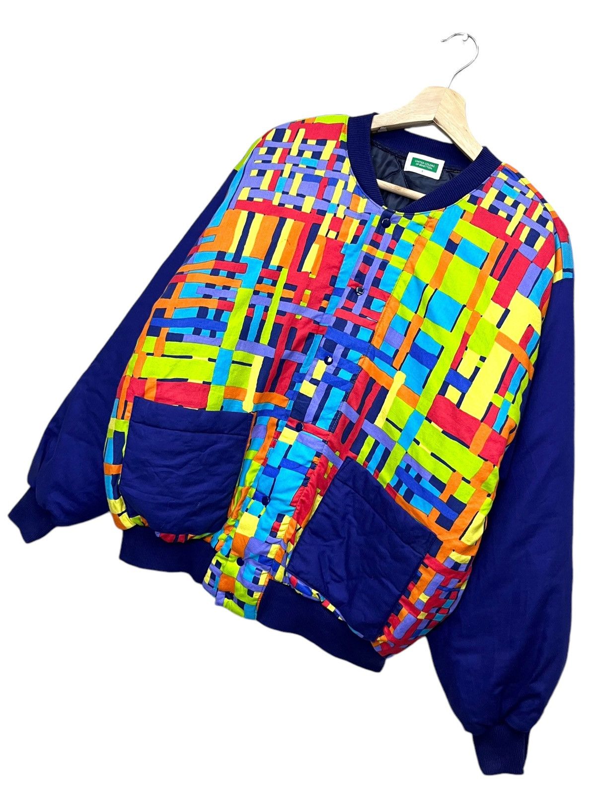 United Colors Of Benetton 🔥BENETTON Hype Multicolor Button-up Bomber Jacket Size US M / EU 48-50 / 2 - 3 Thumbnail