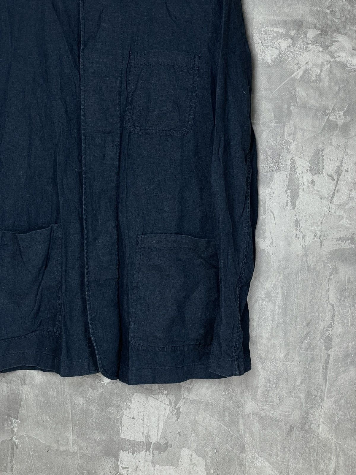 Japanese Brand × Vintage Vintage Navy Linen Old Money Style Luxury Shirt Size US M / EU 48-50 / 2 - 6 Thumbnail