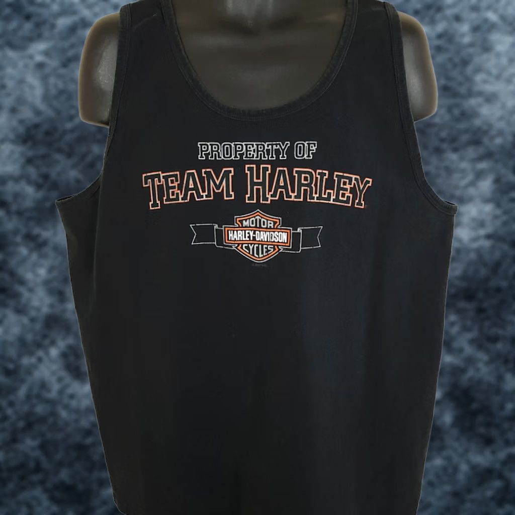 Harley Davidson VINTAGE Harley-Davidson Tank Top Mens XL Black Cotton Crew Neck Sleeveless 90s Y2K Boise Idaho Made In USA Size US XL / EU 56 / 4 - 1 Thumbnail