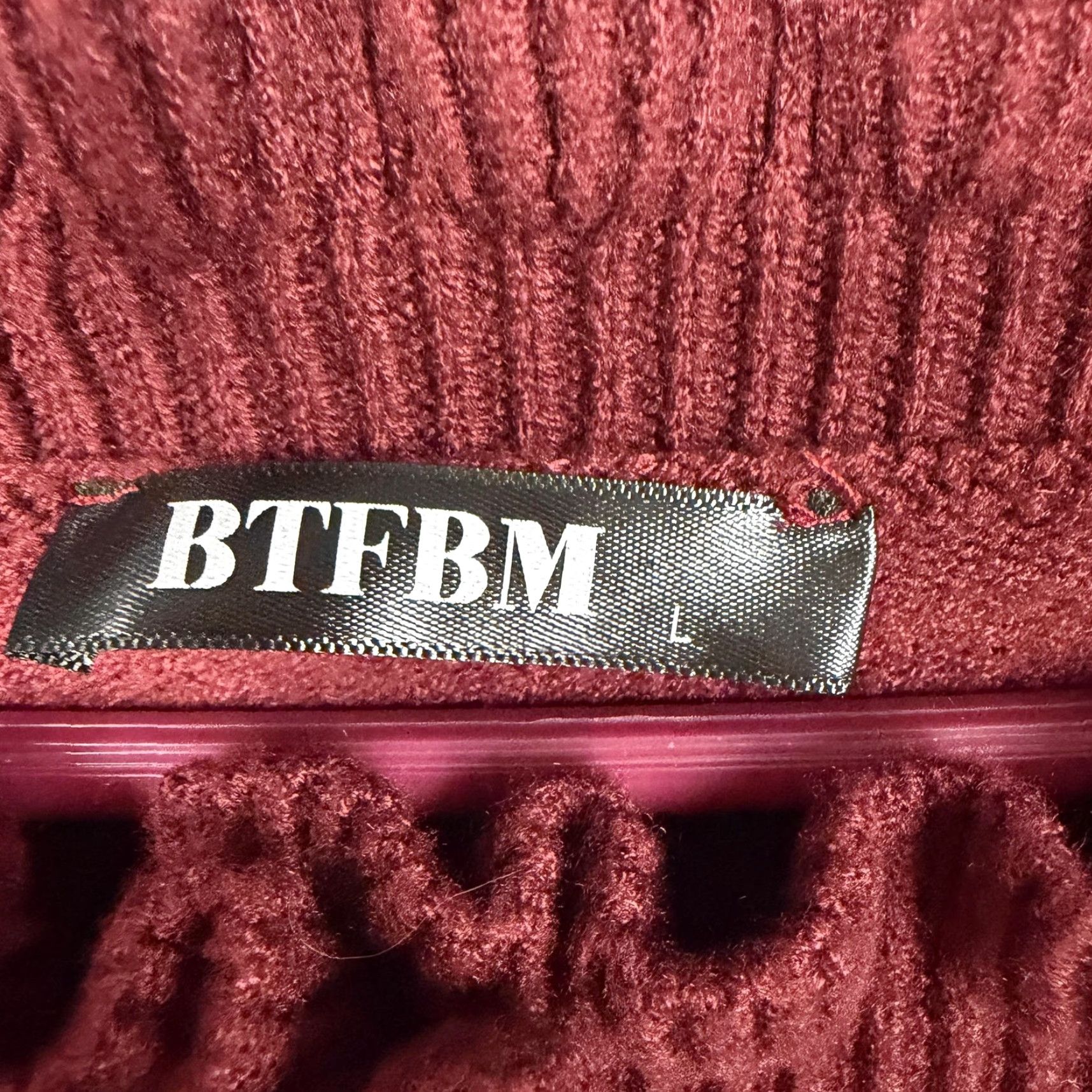 Vintage BTFBM Sweater Womens L Maroon Ruffle Henley Knit Dark Romantic Feminine Layering Size L / US 10 / IT 46 - 5 Thumbnail