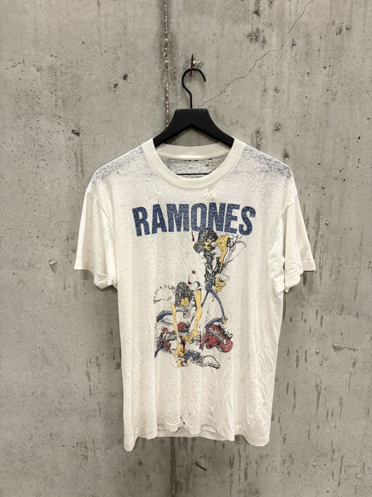 Vintage Ramones Shirt Thrashed Faded Grunge Band Paper Thin