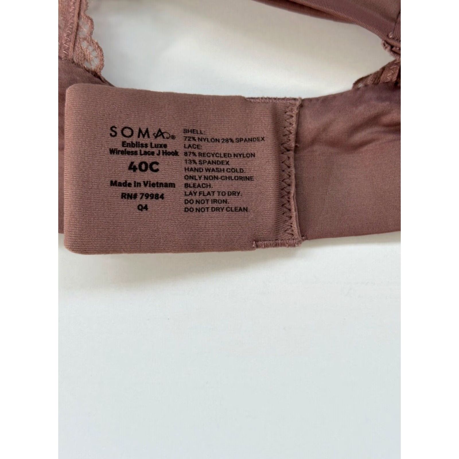Vintage Soma Intimates T-Shirt Bra 40C Mochaccino Lace Wireless Womens Size ONE SIZE - 4 Thumbnail