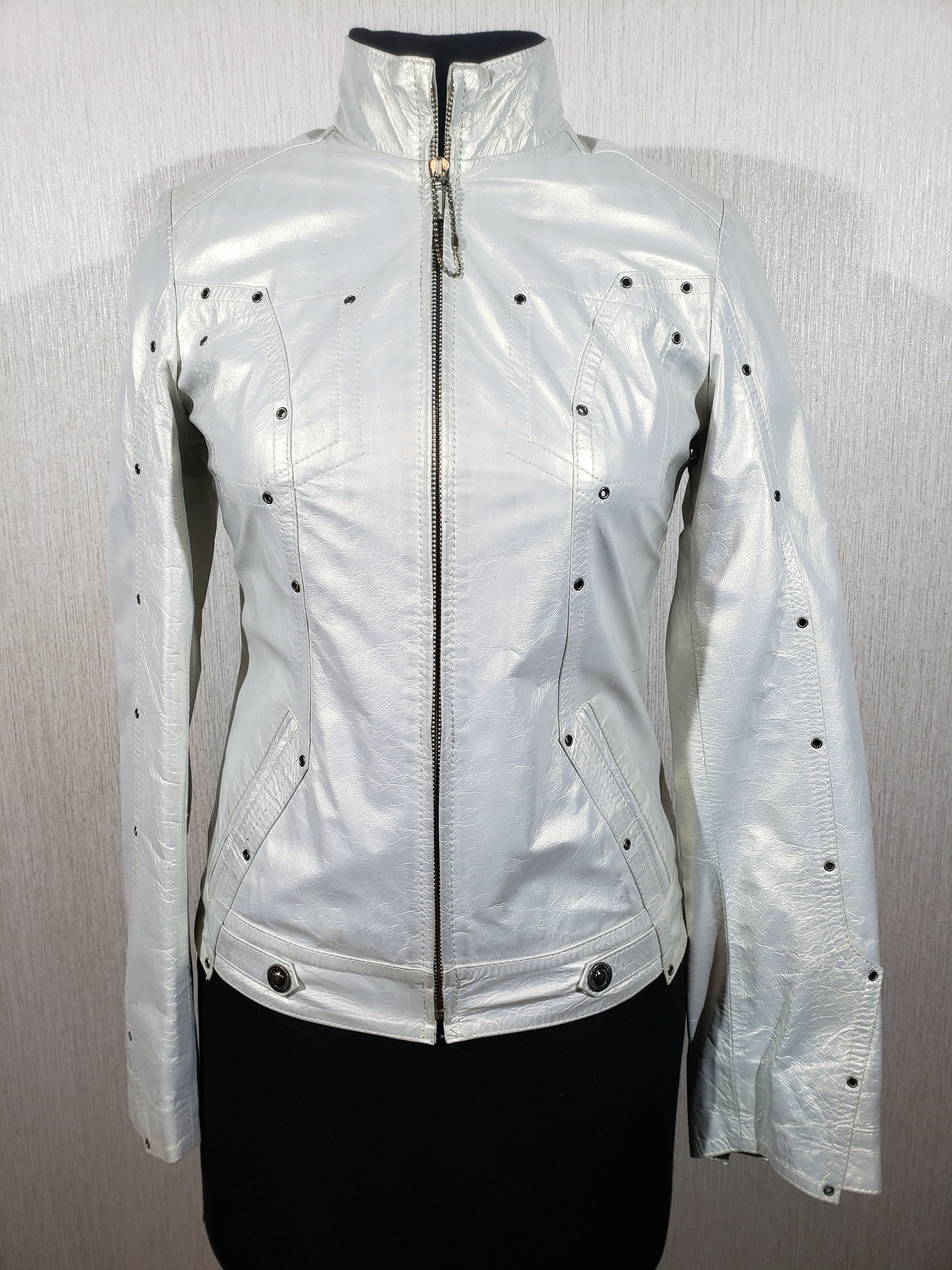 Other Stylish women's silver leather jacket. Size M / US 6-8 / IT 42-44 - 1 Thumbnail