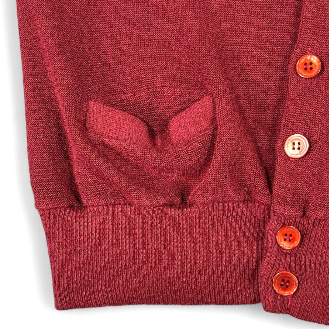 Vintage VINTAGE Campus Cardigan Sweater Adult LARGE Red Pockets Ribbed Banded Grunge 70s Size US L / EU 52-54 / 3 - 5 Thumbnail