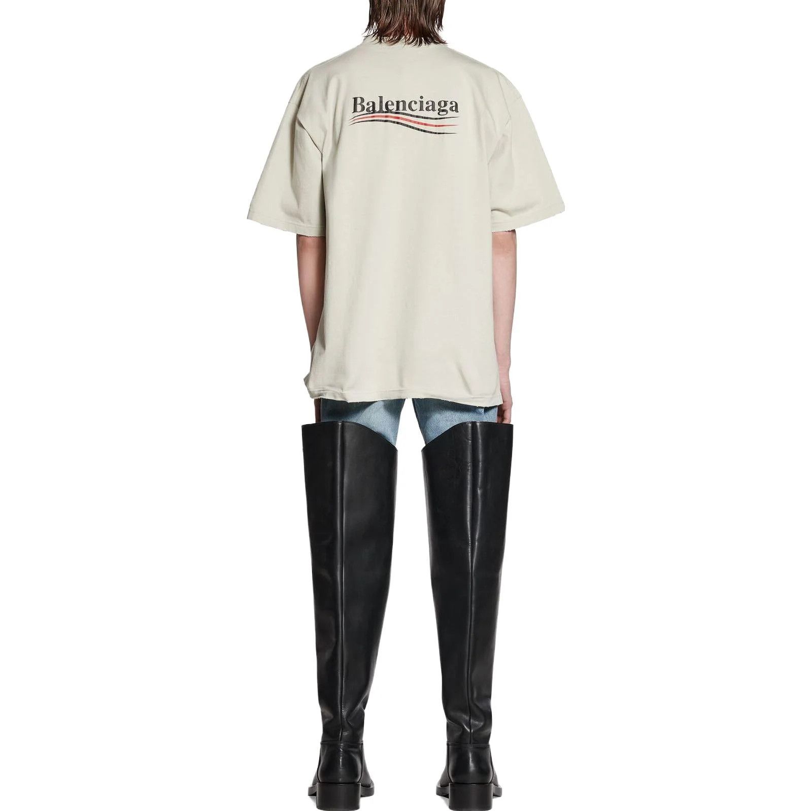 Balenciaga o1la1rc1a0226 Political Campaign T-Shirt Large Fit In Ivory Size US XXS / EU 40 - 4 Thumbnail