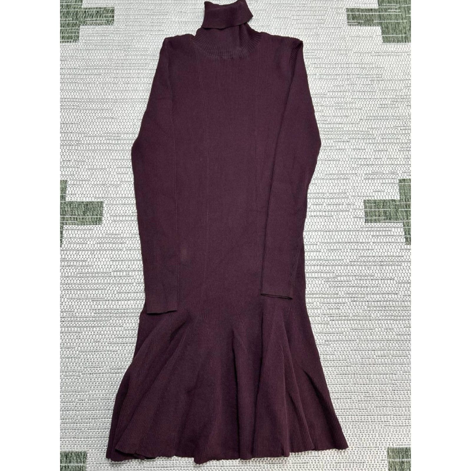 Reiss Reiss Mimi Fluted Knit Dress Womens Medium Purple Stretch Flippy Hem Turtleneck Dress Size M / US 6-8 / IT 42-44 - 2 Thumbnail