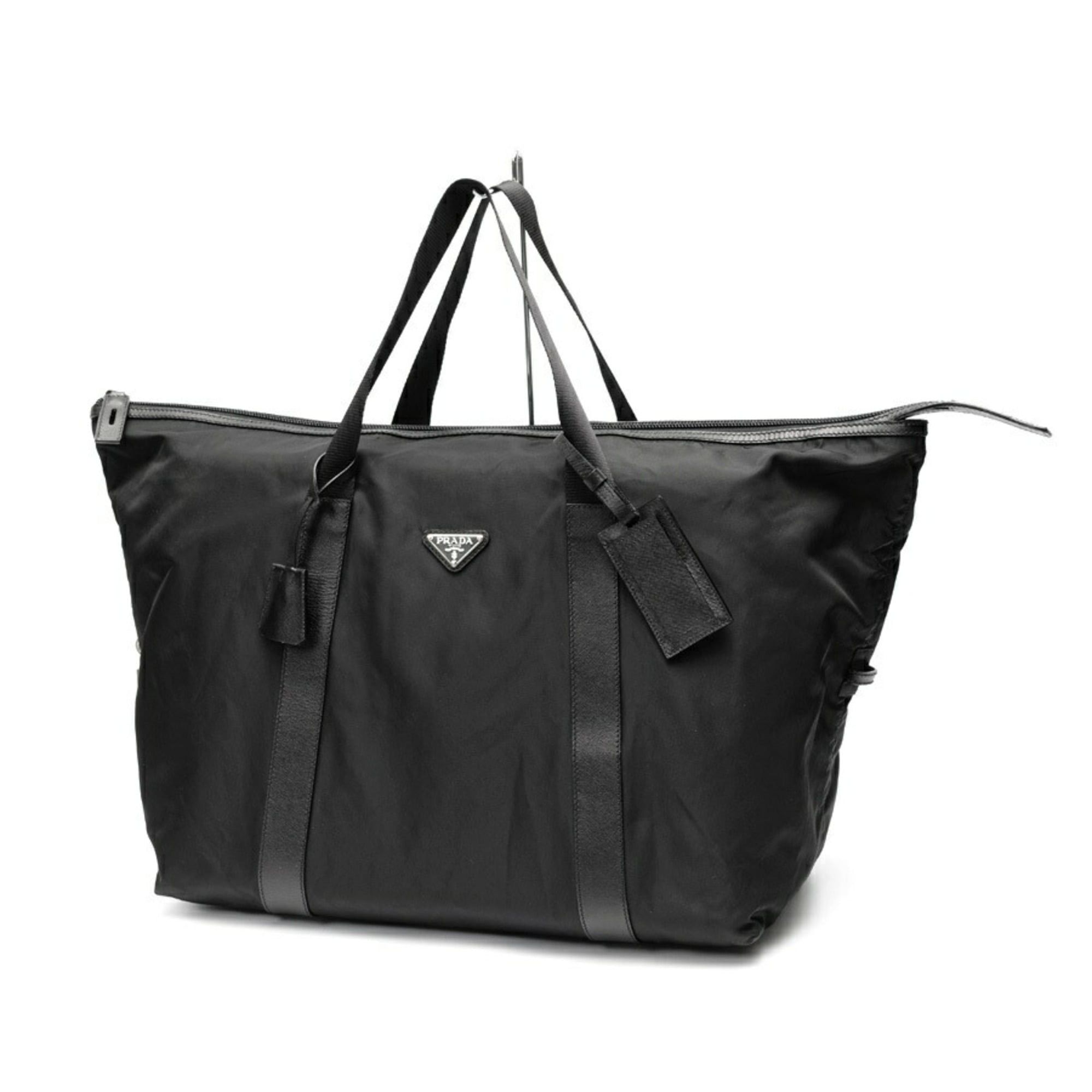 Prada Prada Nylon x Saffiano Leather Duffle Bag Boston 2VC796 Black Size ONE SIZE - 1 Thumbnail