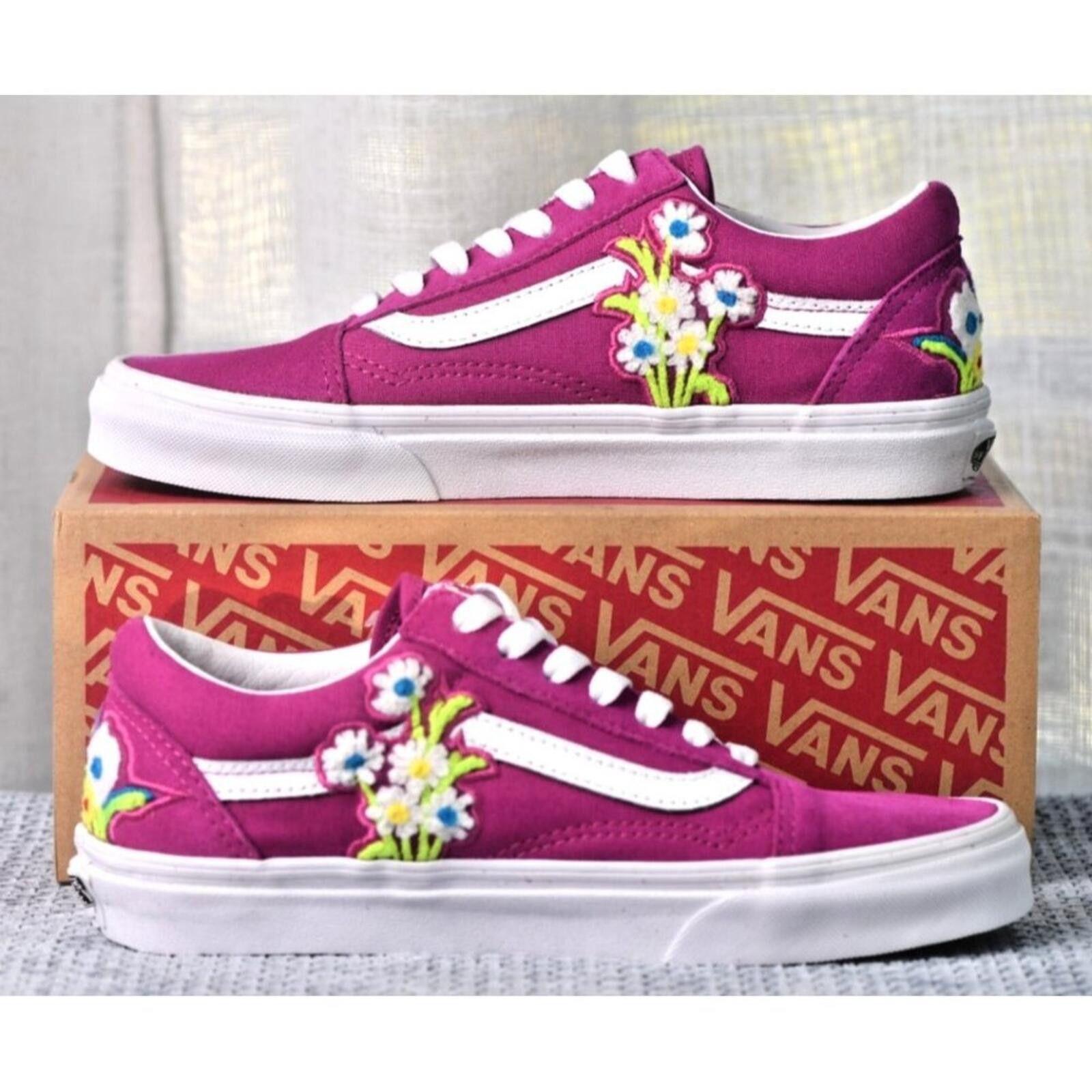 Vans Vans Old Skool Floral Chenille Sneakers | Purple/White Size US 6.5 / IT 36.5 - 4 Thumbnail
