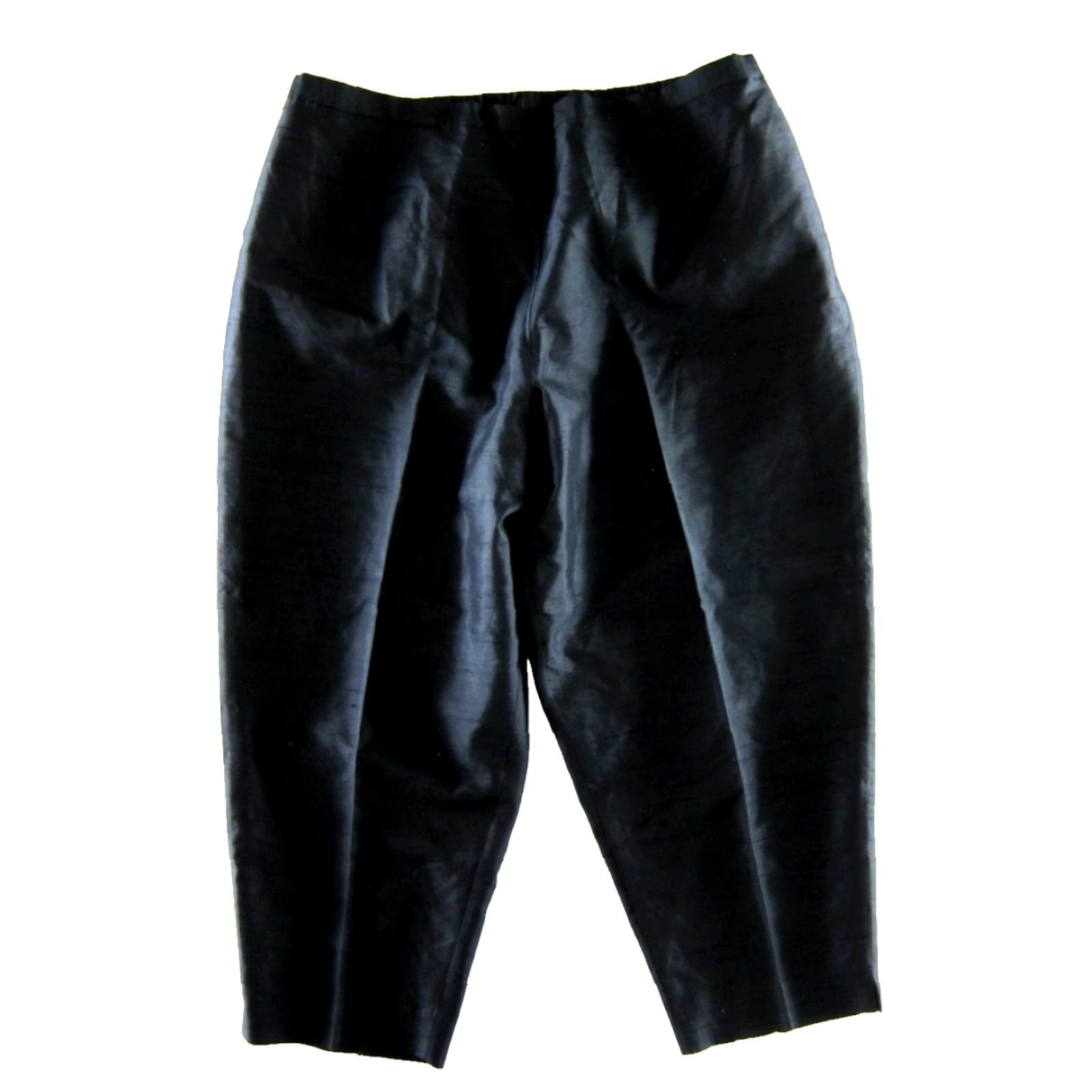 Avenue Avenue 100% Silk Classic Black Flat Front Tapered Chino Pant Women Size 24 Size 42" / US 20 - 2 Thumbnail