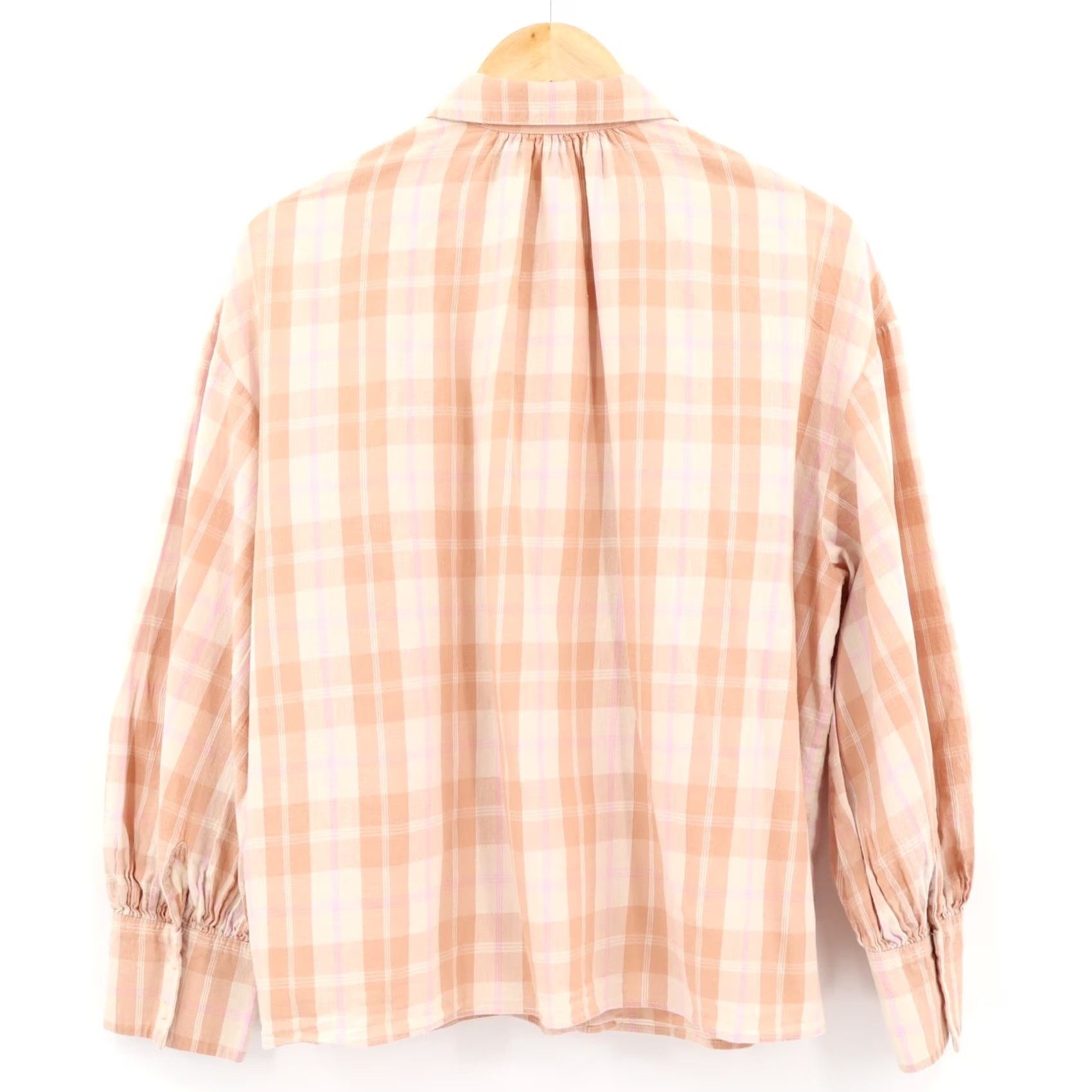 J.Crew J. Crew Shirt Womens Plaid Flannel Peach Pink Size L Cotton Light 100% Button Collar Casual Regular Long Sleeve Balloon Sleeve Vintage No Size L / US 10 / IT 46 - 2 Thumbnail