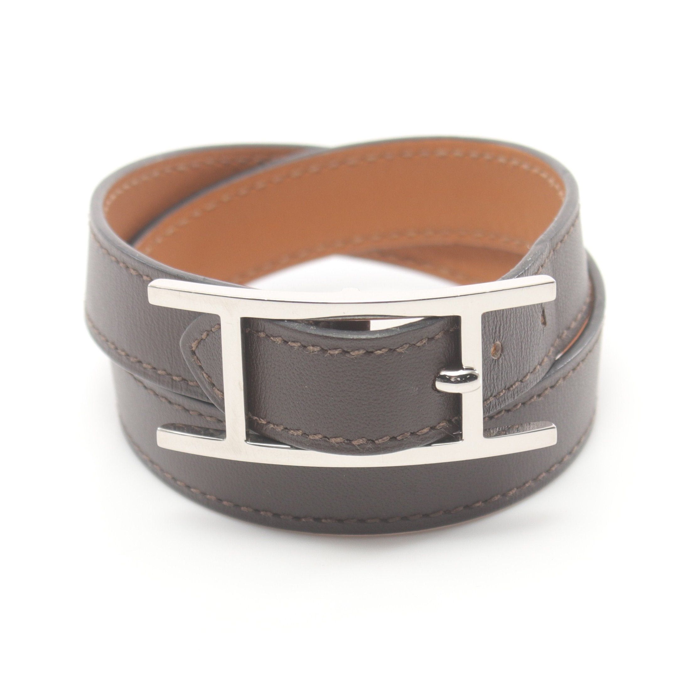 Hermes Hermes Be Api Double Tour Bracelet Veau Swift Dark Brown □K Stamp Size ONE SIZE - 1 Thumbnail