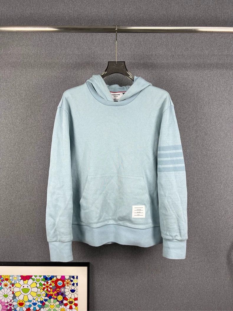 Thom Browne Thom Browne Smog blue knit hoodie shirt Size US XL / EU 56 / 4 - 1 Thumbnail