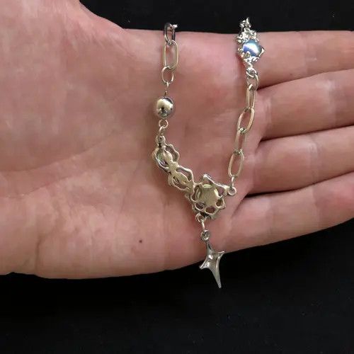 VIBE Electro Chain Crystal Stone Silver Abstract Star Pop Fantasy Size ONE SIZE - 5 Thumbnail