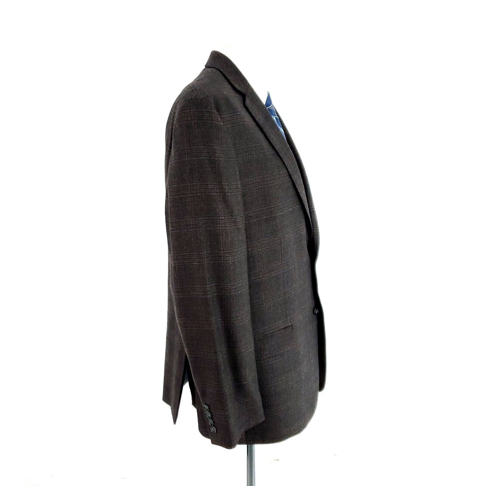 Calvin Klein Calvin Klein Wool 2 Button Sport Coat 44R Brown Plaid Blazer Size 44R - 6 Thumbnail