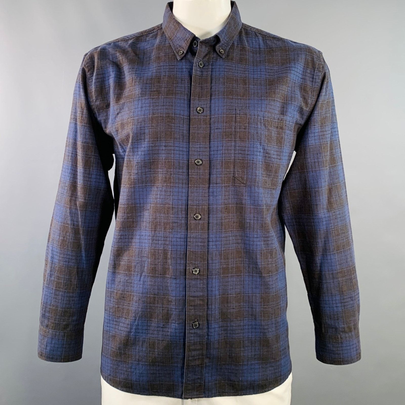 Billy Reid BILLY REID Size XL Navy Cotton One Pocket Long Sleeve Shirt Size US XL / EU 56 / 4 - 1 Thumbnail