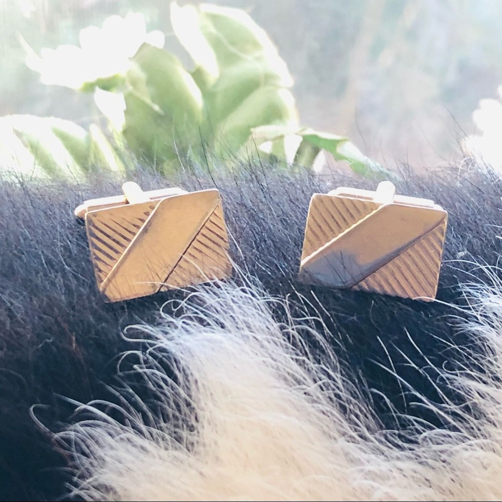 Vintage Vintage men’s gold plated rectangular cuff links Size ONE SIZE - 2 Thumbnail